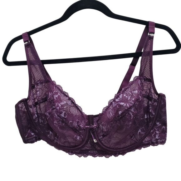 Adore Me LP2252 Purple Semi Sheer Lined Lace Cup Underwire Full Figure Bra 38DDD - Picture 1 of 5